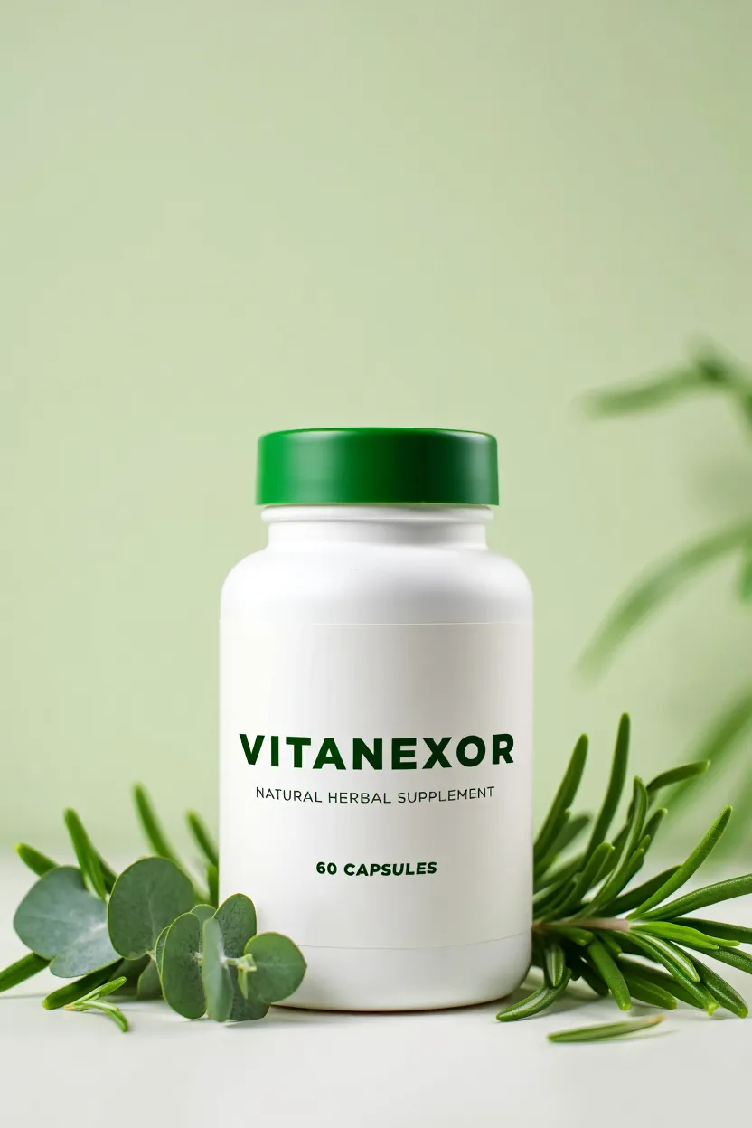 Vitanexor natural supplement bottle with green herbal ingredients